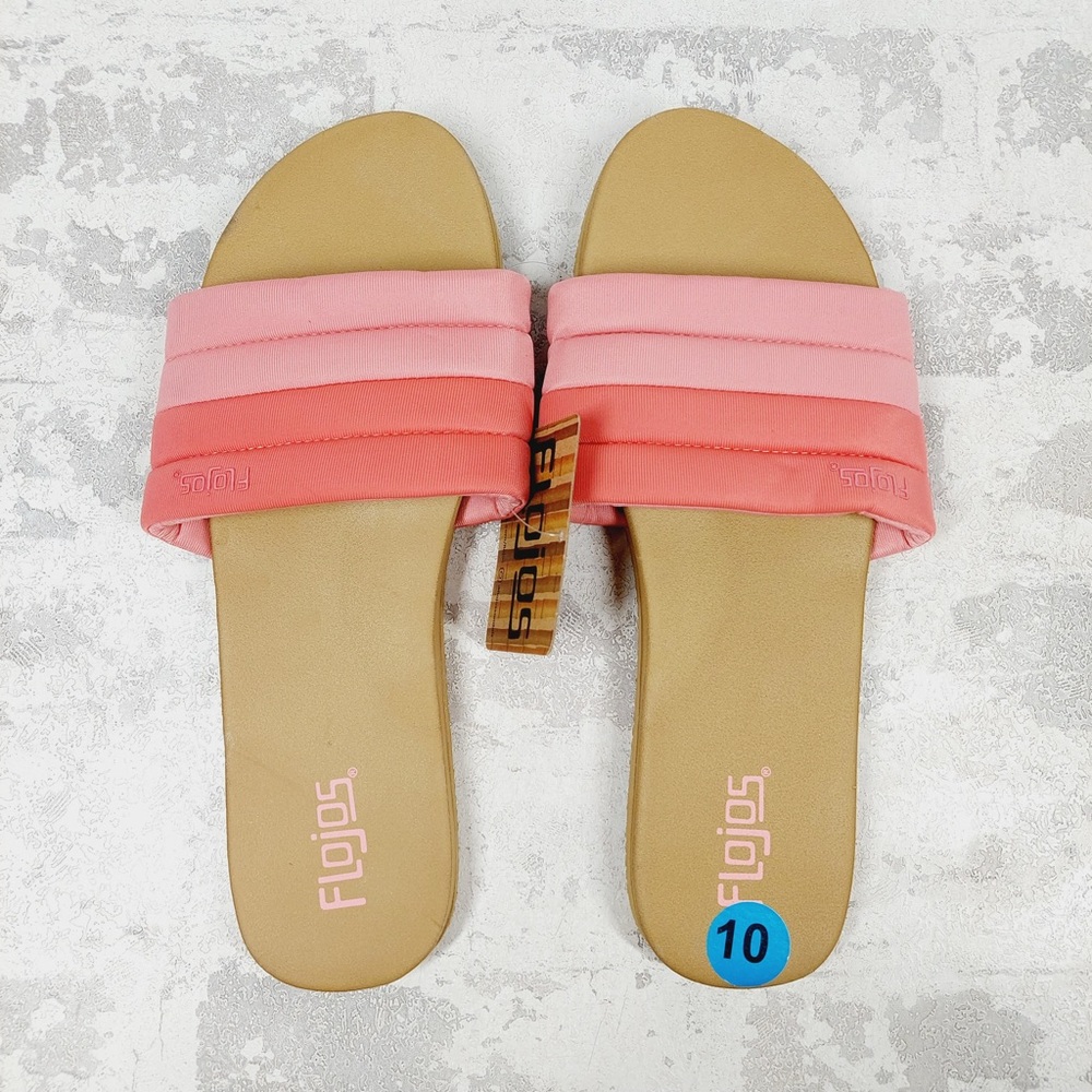 NEW Flojos Puffy Pink Two Tone Cushioned Soft Strap Summer Slide Sandals F110